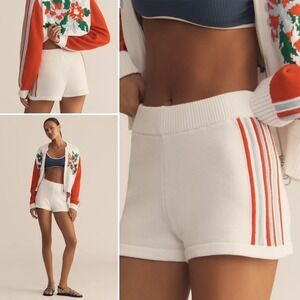 NWT Anthropologie Daily Practice Knit Shorts White Athletic Stripe‎ Lounge L $88
